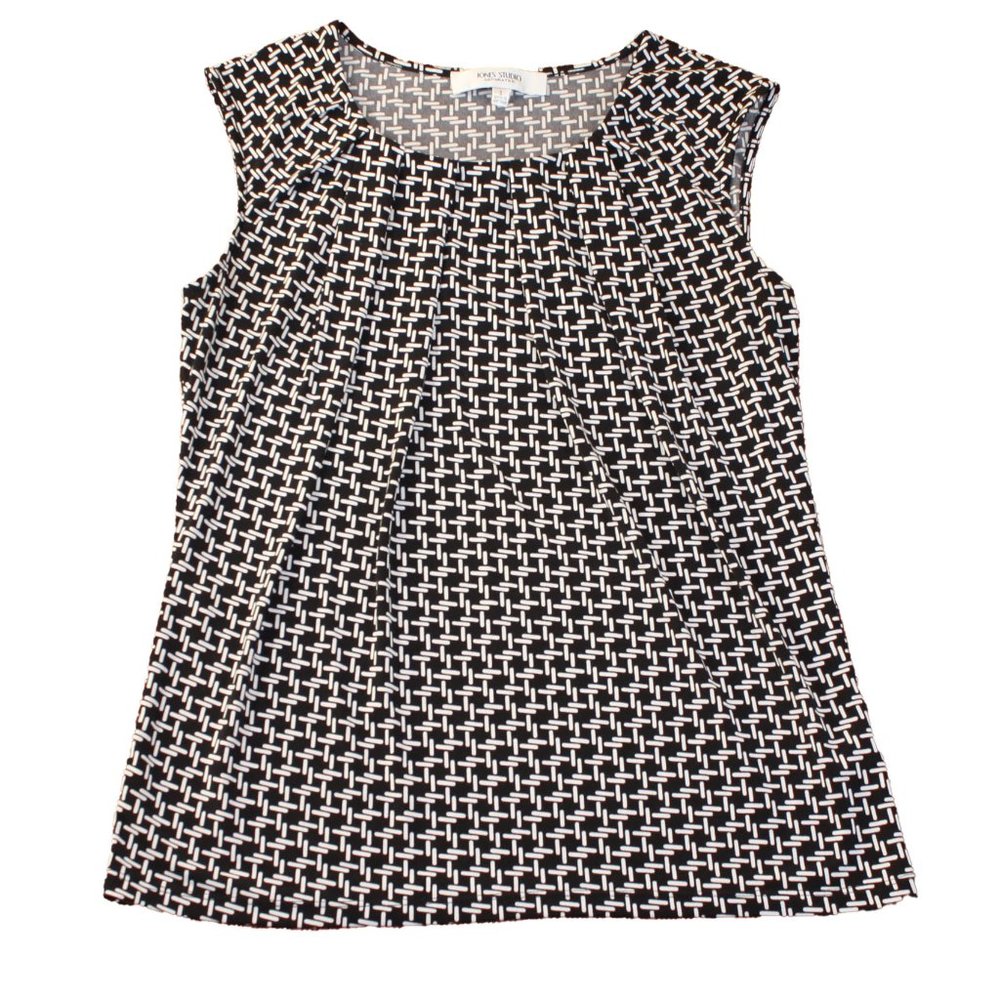 Jones Studio Separates Sleeveless Blouse  Blk/Wht  Size Small